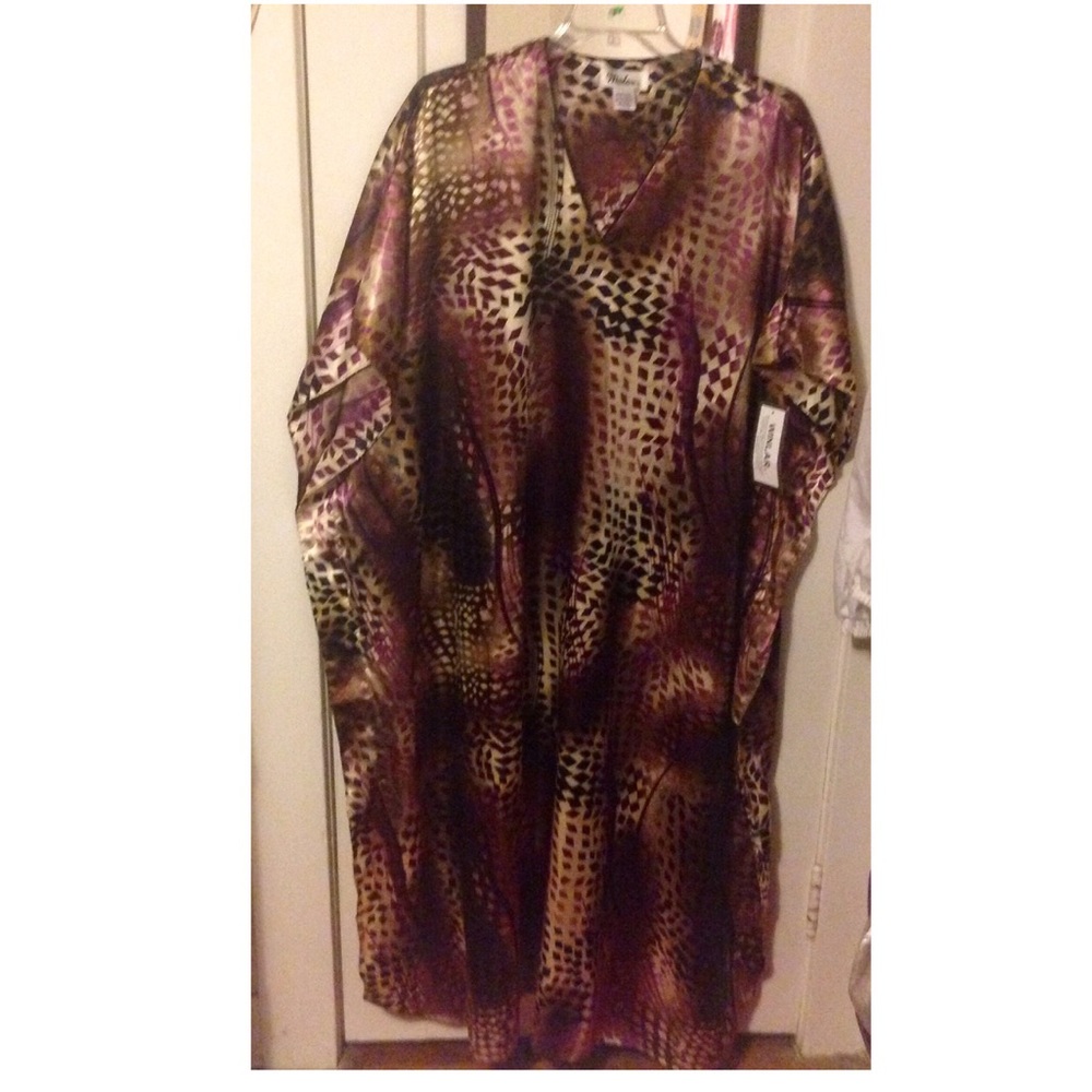 Winlar Long Satin Kaftan One Size Multicolor
